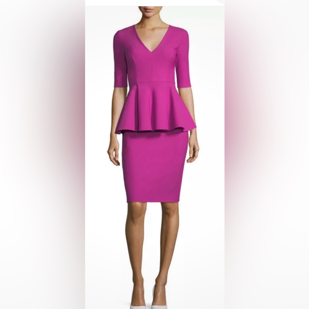 Milly Lined Peplum Lola Sheath Dress Nwt Fuchsia Color 76%Polyester, 24%Elastane